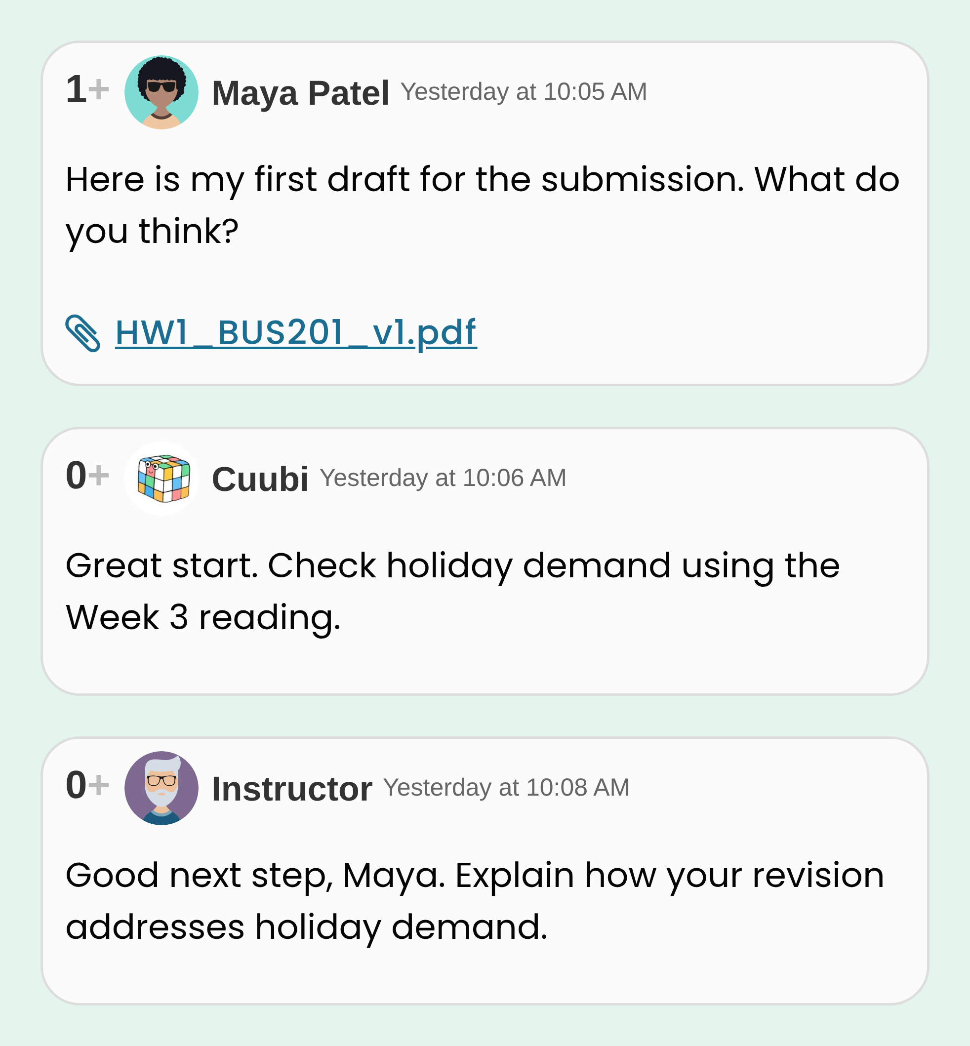 Submission feedback synthetic course screenshot